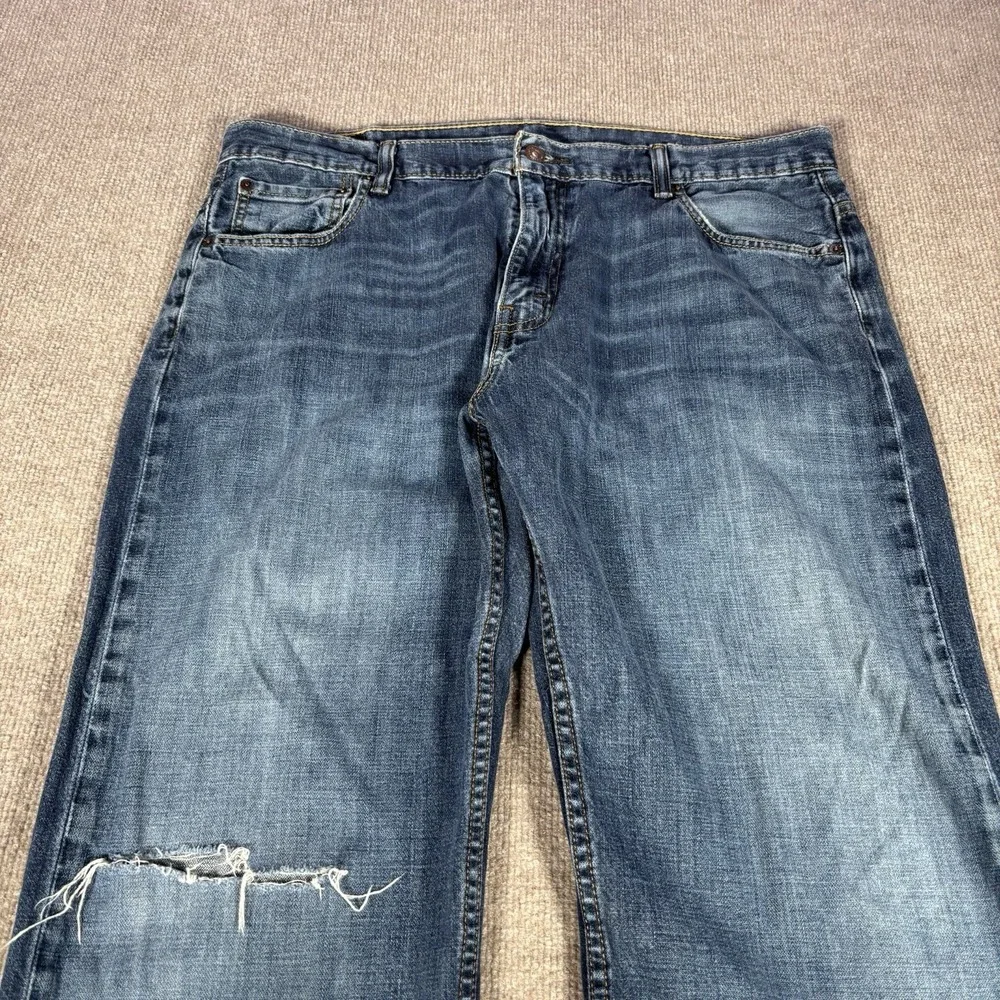 Levis 569 Jeans Mens 36x30 Loose Straight Fit Dark Blue Denim Distressed Baggy